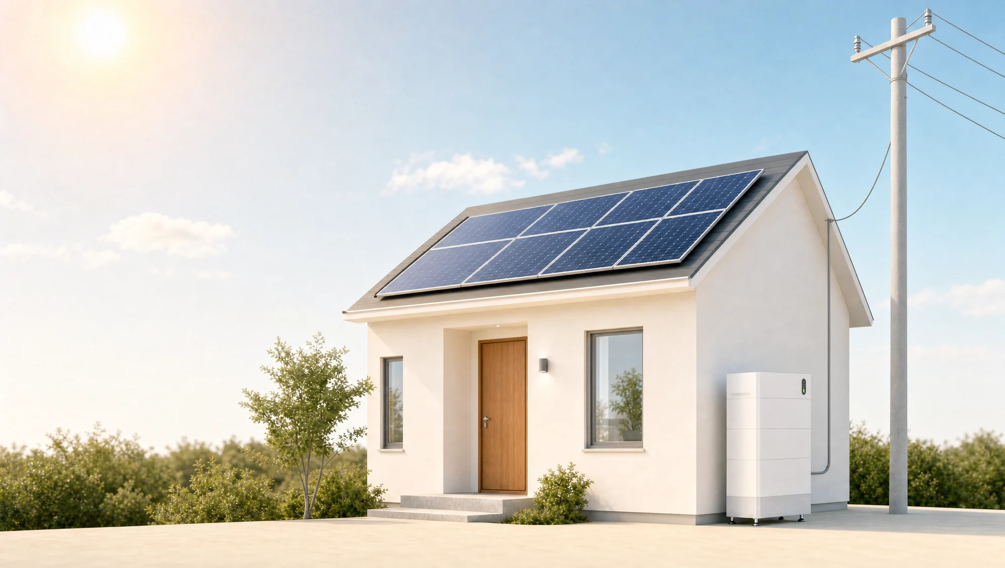 Schematische weergave van energiestromen overdag bij zonnepanelen