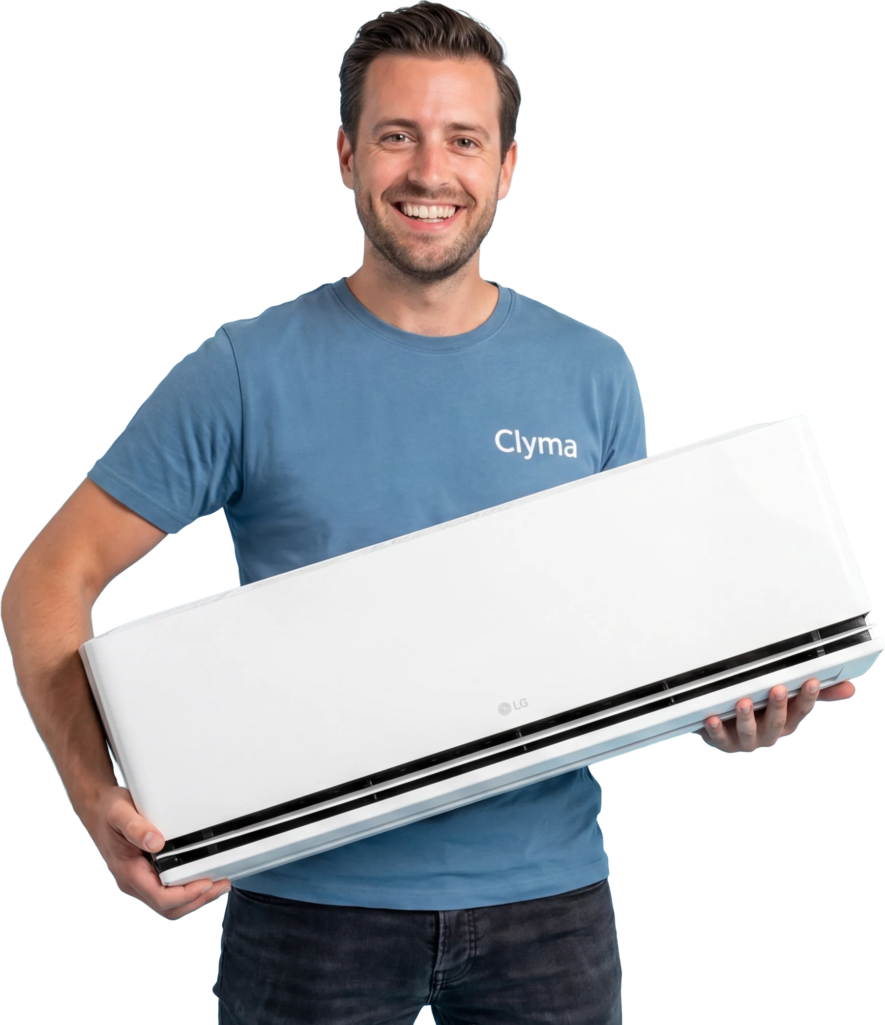 Moderne airco-binnenunit in een woonkamer